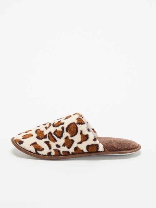 Chinelos mules com estampado leopardo - Kiabi