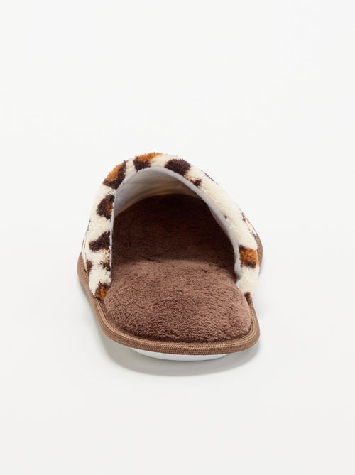 Chinelos mules com estampado leopardo - Kiabi