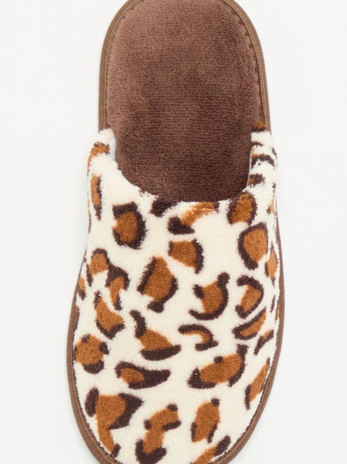 Chinelos mules com estampado leopardo - Kiabi