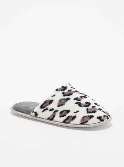 Chinelos mules com estampado leopardo - Kiabi
