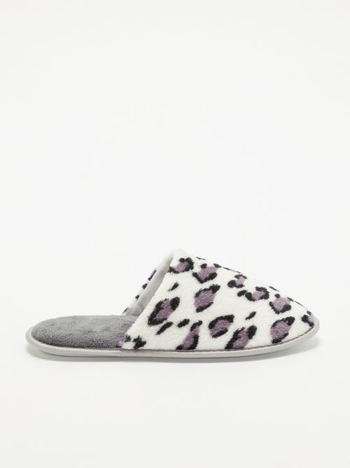 Chinelos mules com estampado leopardo - Kiabi