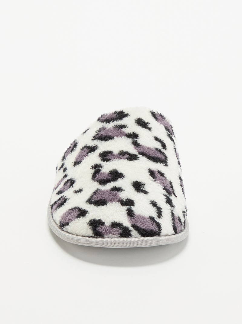 Chinelos mules com estampado leopardo Cinza - Kiabi