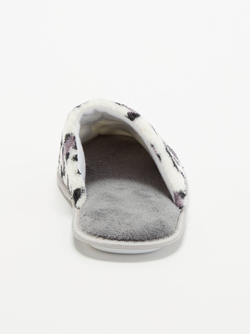 Chinelos mules com estampado leopardo Cinza - Kiabi
