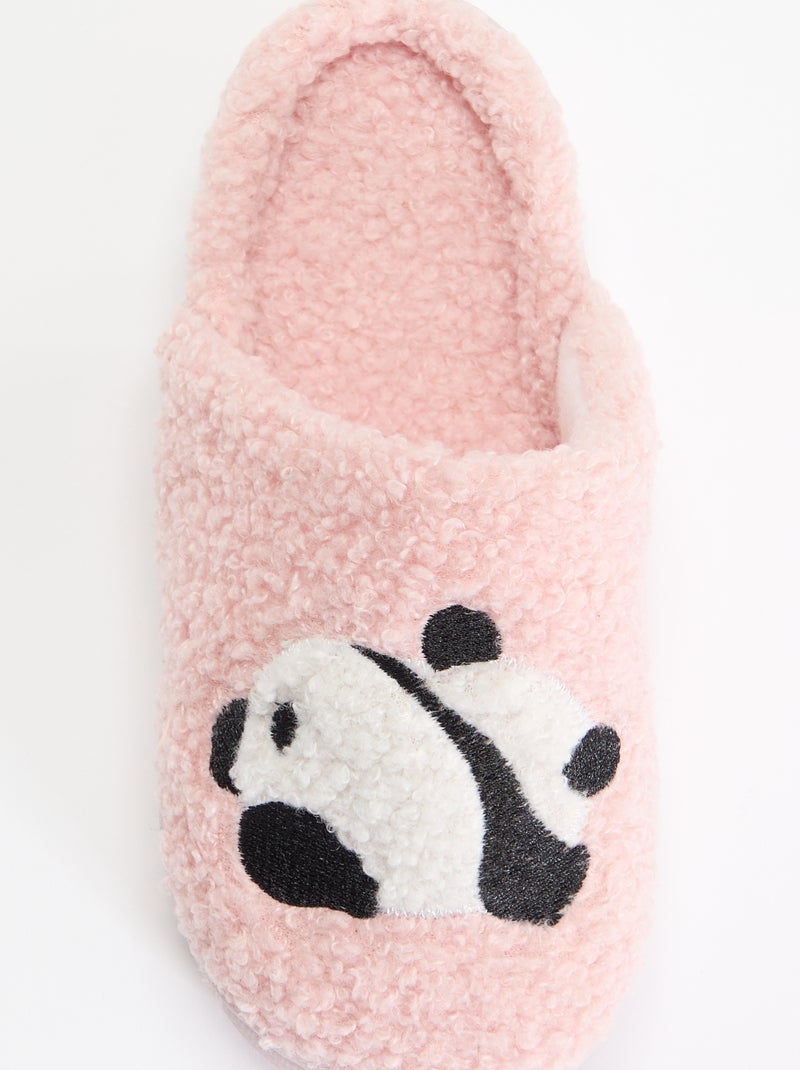 Chinelos mules em malha bouclé Rosa - Kiabi