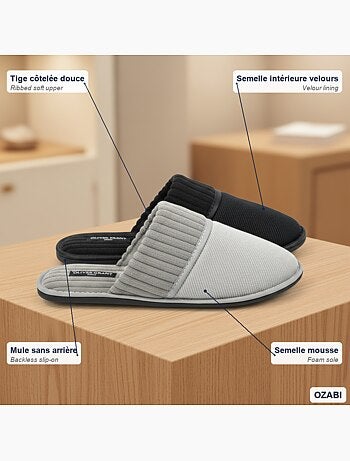 Chinelos Mules Homem Côtelados Pack 2 Pares OLIVER GRANT PARIS