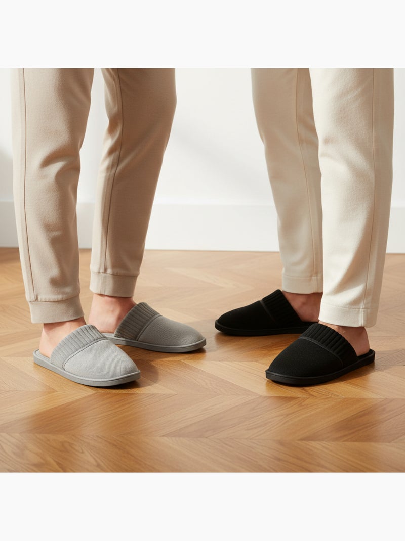 Chinelos Mules Homem Côtelados Pack 2 Pares OLIVER GRANT PARIS Preto Cinza - Kiabi