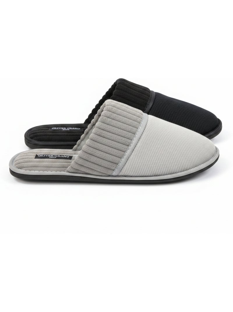 Chinelos Mules Homem Côtelados Pack 2 Pares OLIVER GRANT PARIS Preto Cinza - Kiabi