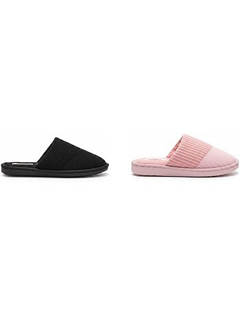 Chinelos Mules Mulher Pack 2 Pares Haste Canelada Sola Espuma INFINITIF PARIS