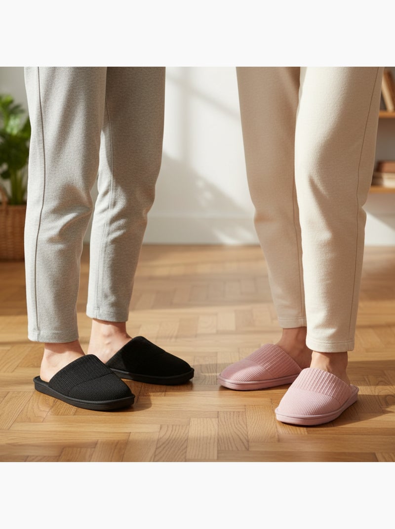 Chinelos Mules Mulher Pack 2 Pares Haste Canelada Sola Espuma INFINITIF PARIS Preto Rosa - Kiabi