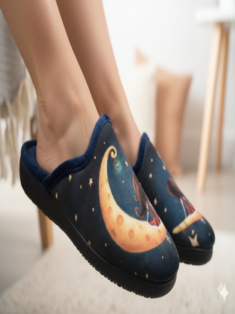 Chinelos Mules mulher PHOTOPRINT Azul escuro - Kiabi