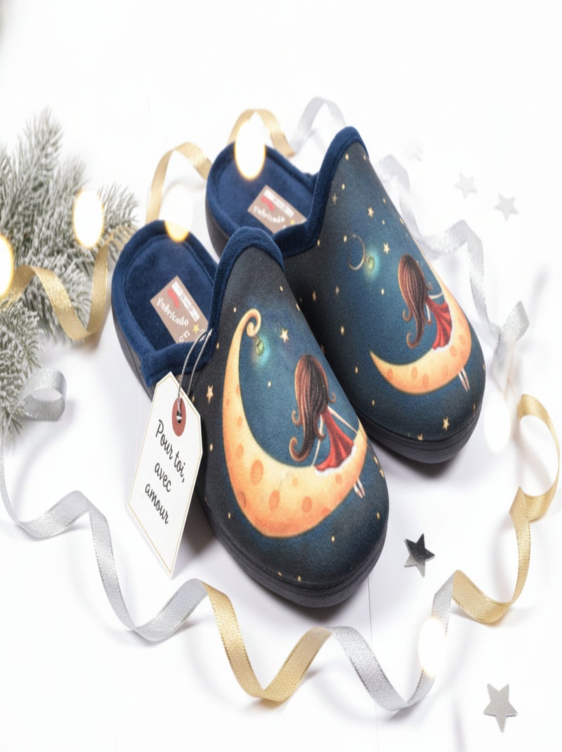Chinelos Mules mulher PHOTOPRINT Azul escuro - Kiabi
