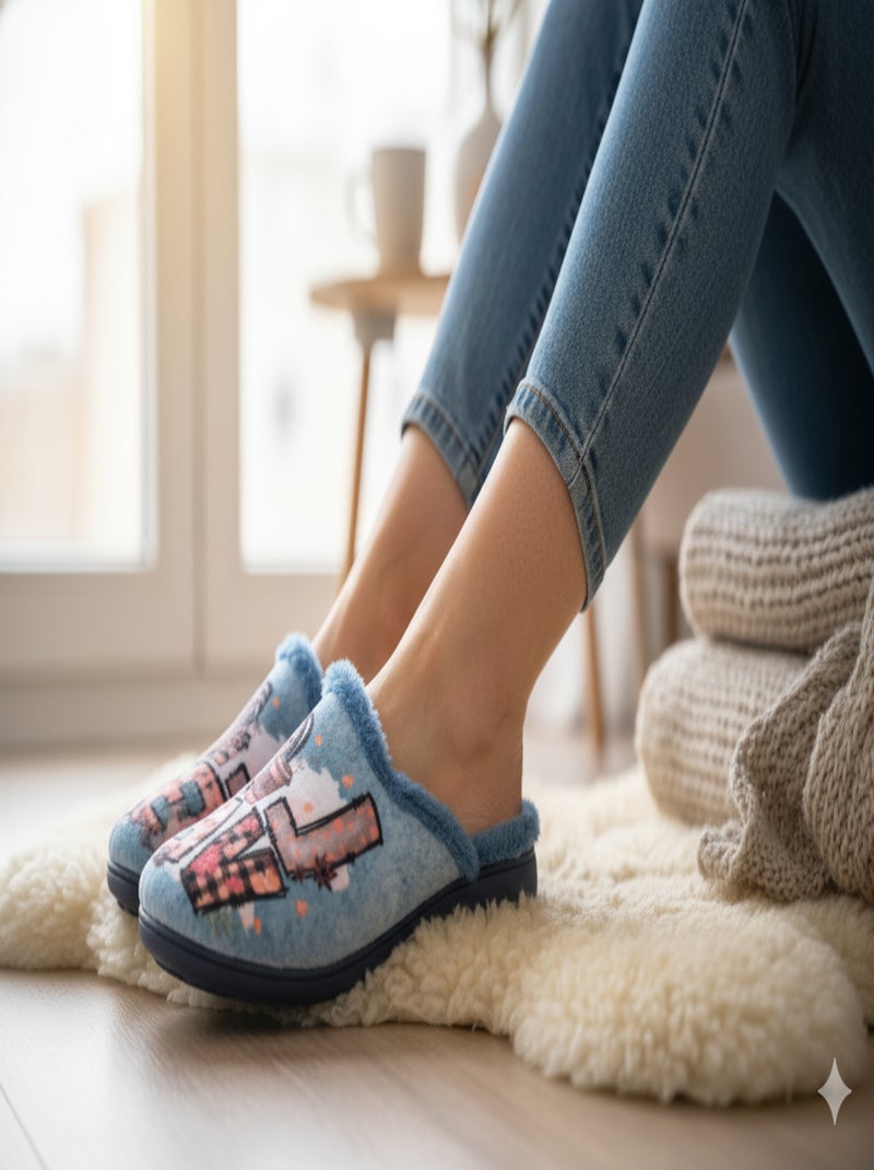 Chinelos Mules mulher PHOTOPRINT Azul - Kiabi