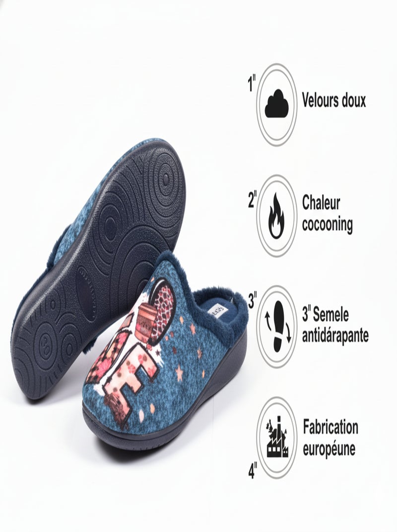 Chinelos Mules mulher PHOTOPRINT Azul-marinho - Kiabi