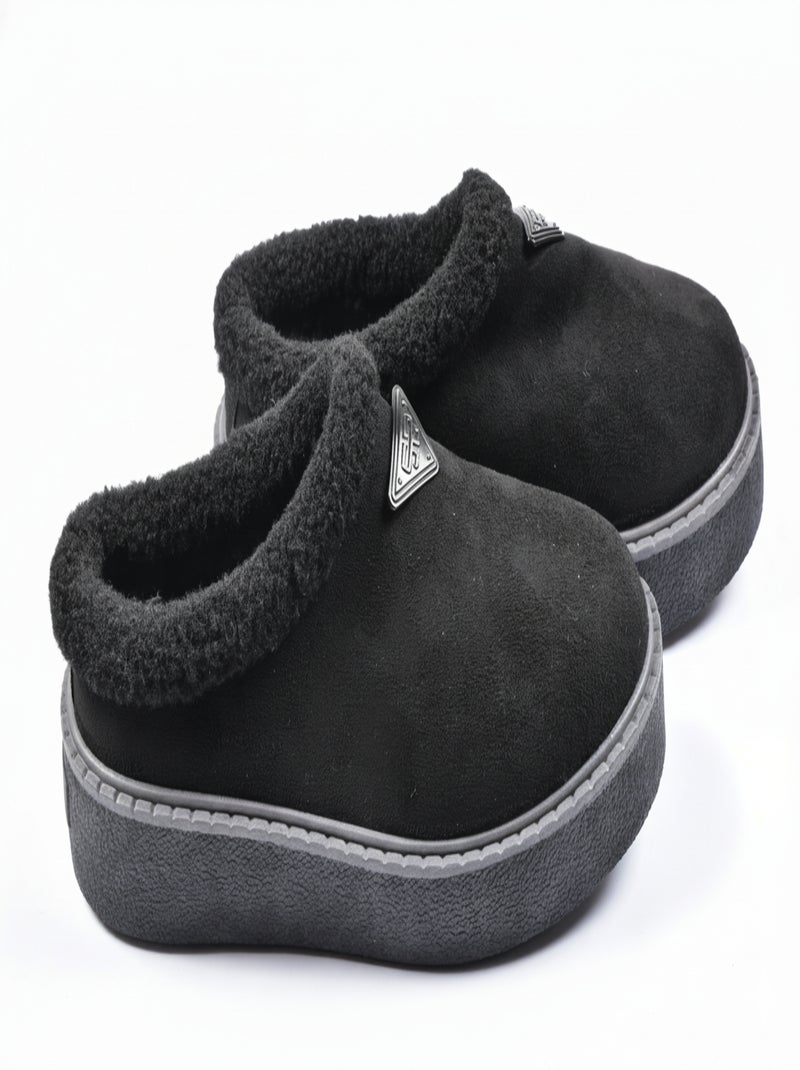 Chinelos mulher inverno mule estilo escandinavo nd10882 Preto - Kiabi