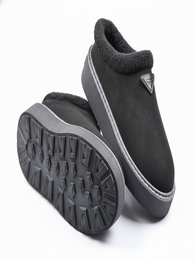 Chinelos mulher inverno mule estilo escandinavo nd10882 Preto - Kiabi
