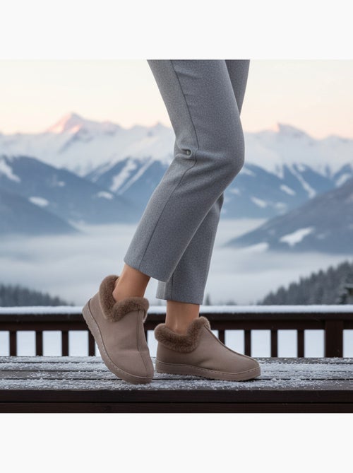Chinelos mulher inverno nórdico altos sola entalhada ozabi - Kiabi