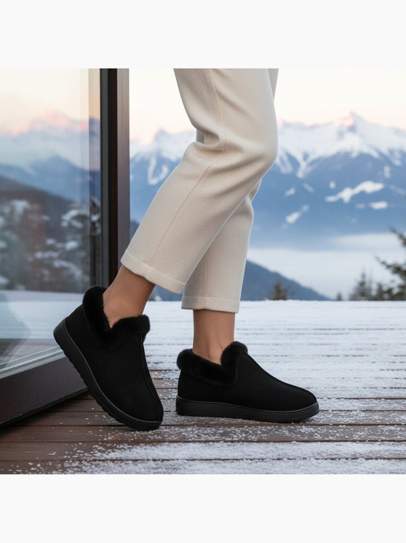 Chinelos mulher inverno nórdico altos sola entalhada ozabi Preto - Kiabi