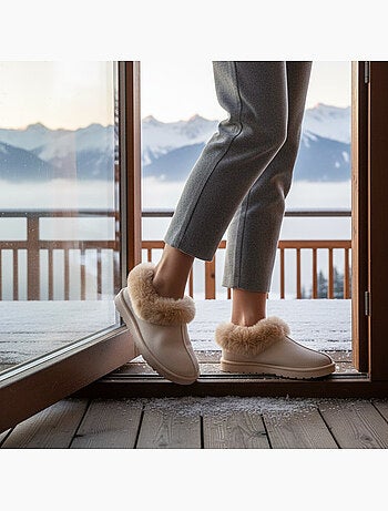 Chinelos mulher inverno nórdico ozabi, sola ranhurada interior exterior
