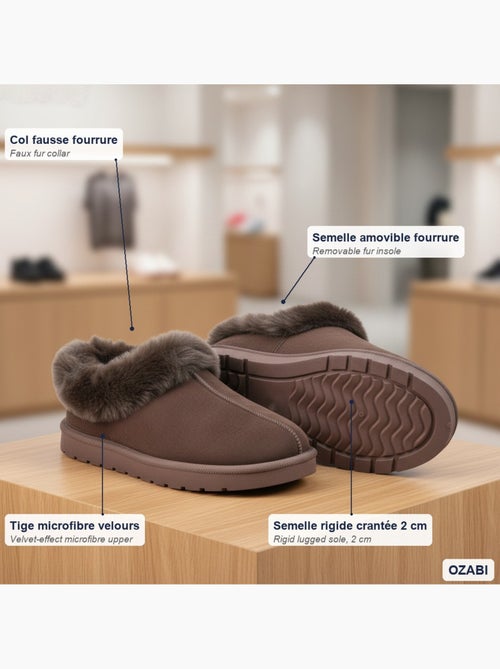 Chinelos mulher inverno nórdico ozabi, sola ranhurada interior exterior - Kiabi Chinelos mulher inverno nórdico ozabi, sola ranhurada interior exterior - Kiabi