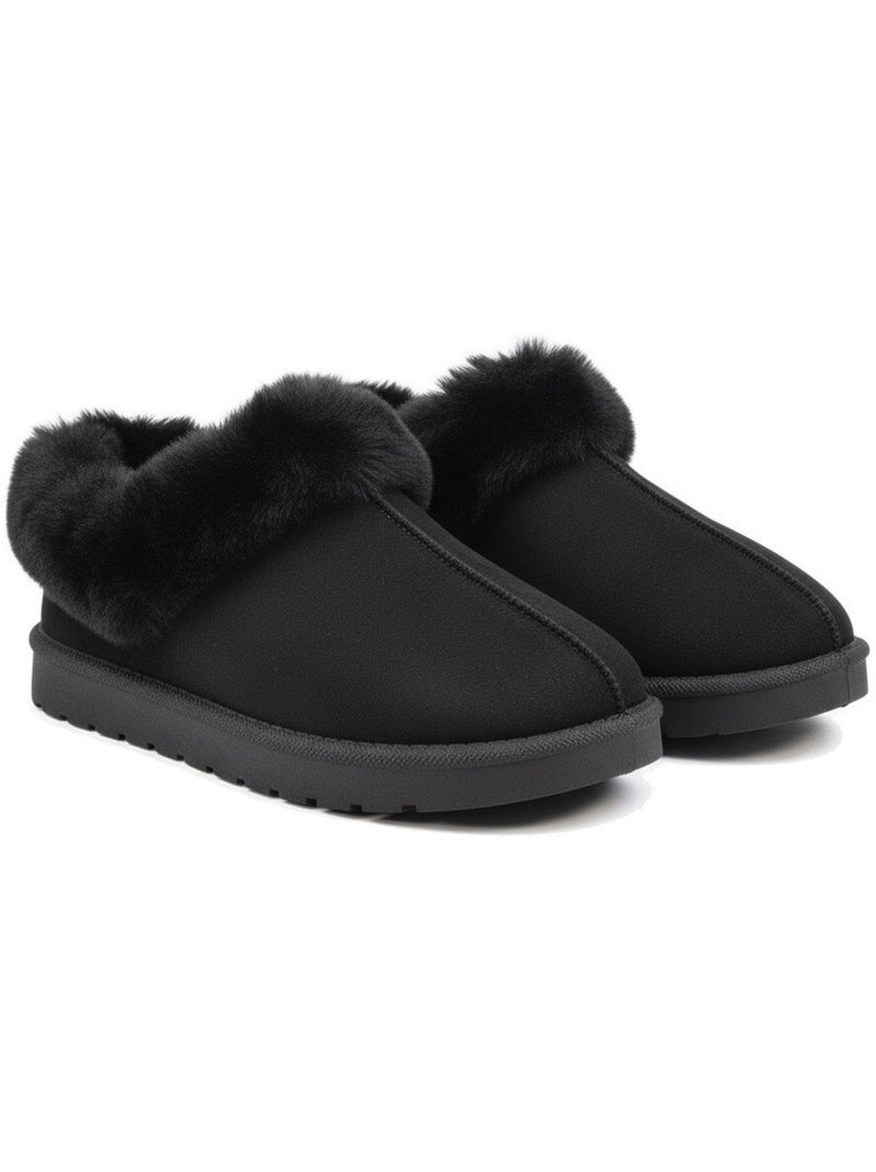 Chinelos mulher inverno nórdico ozabi, sola ranhurada interior exterior Preto - Kiabi