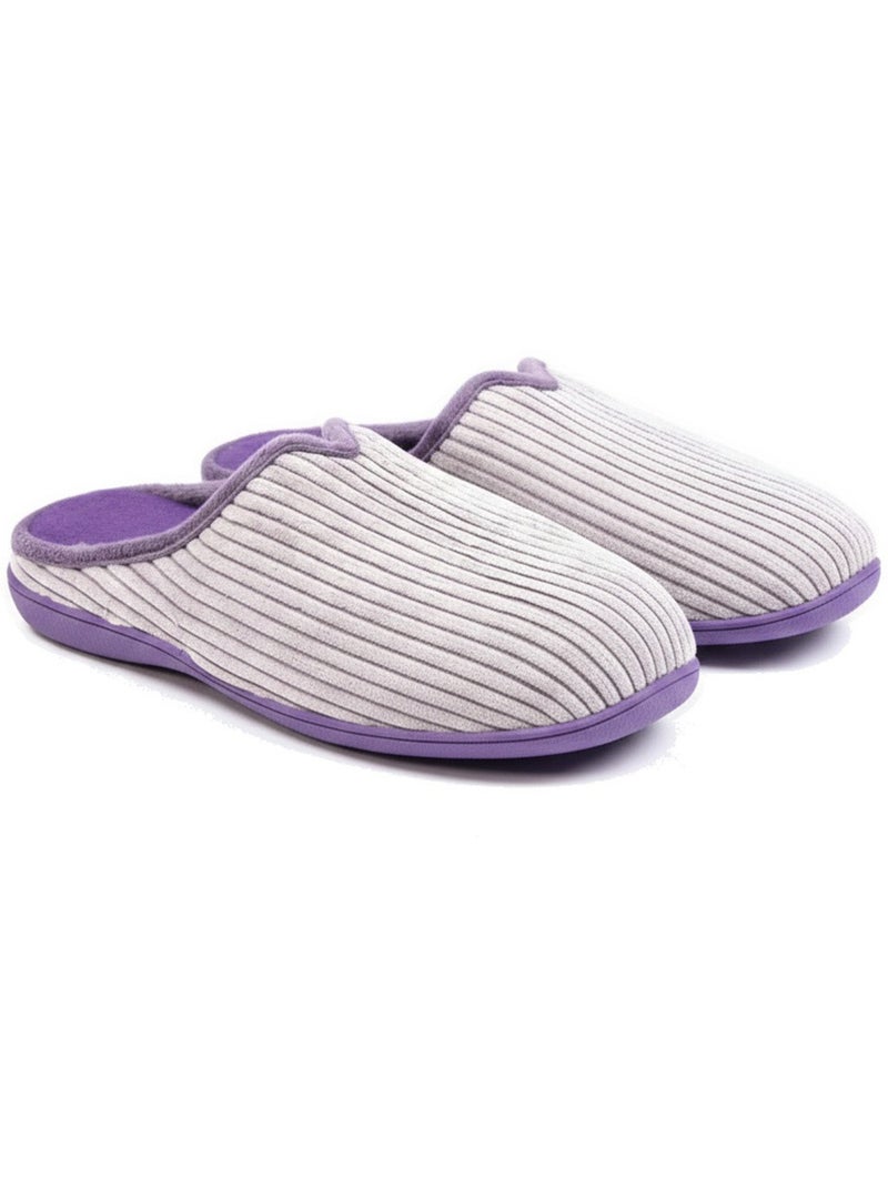 Chinelos mulher lisos ozabi veludo canelado sintético passamanaria pele Roxo - Kiabi