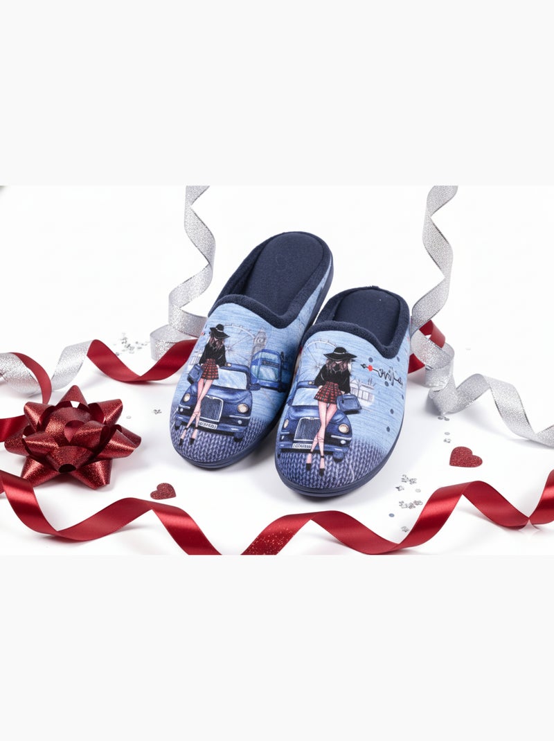Chinelos Mulher Mule PhotoPrint Azul-marinho - Kiabi