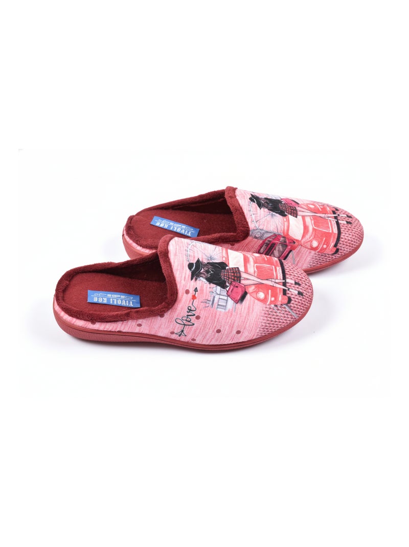 Chinelos Mulher Mule PhotoPrint Bordô - Kiabi