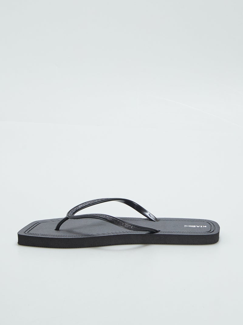 Chinelos quadrados com ouropel PRETO - Kiabi