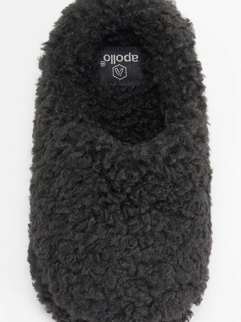 Chinelos tipo mule com efeito borrego Preto - Kiabi