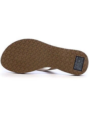 Chinelos tommy hilfiger scandi premium bege para mulher