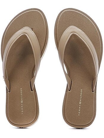 Chinelos tommy hilfiger scandi premium bege para mulher