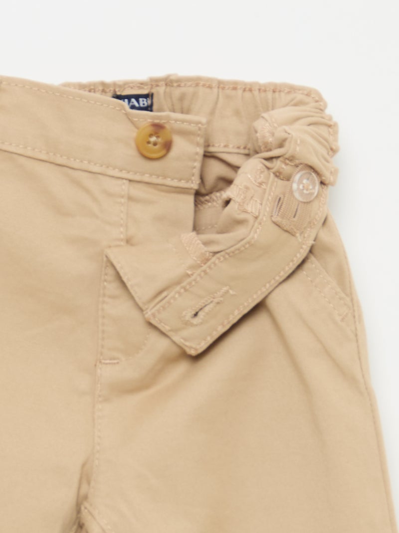 Chino direito em algodão stretch Bege - Kiabi