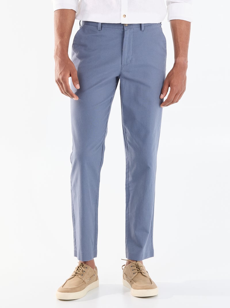 Chino liso cintura normal Azul - Kiabi