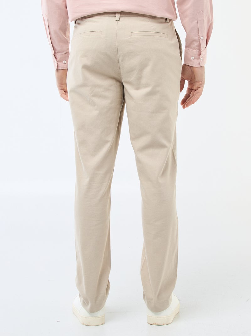 Chino liso cintura normal Bege - Kiabi