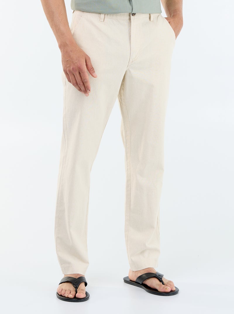 Chino liso cintura normal Branco - Kiabi