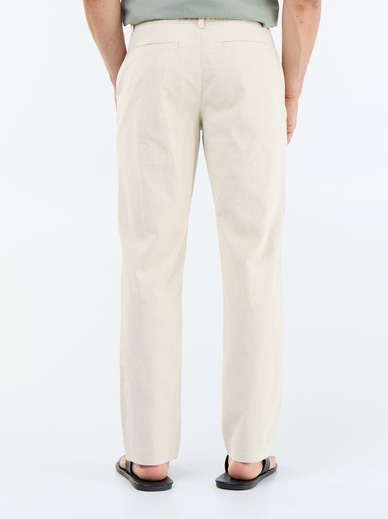 Chino liso cintura normal Branco - Kiabi