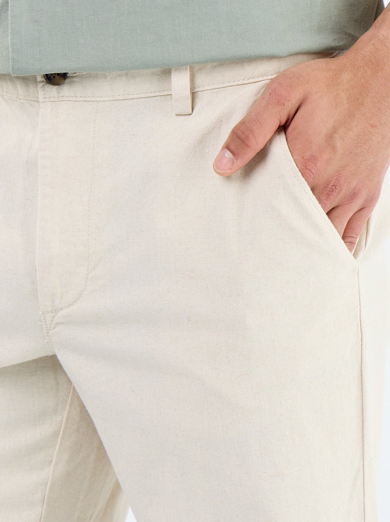 Chino liso cintura normal Branco - Kiabi