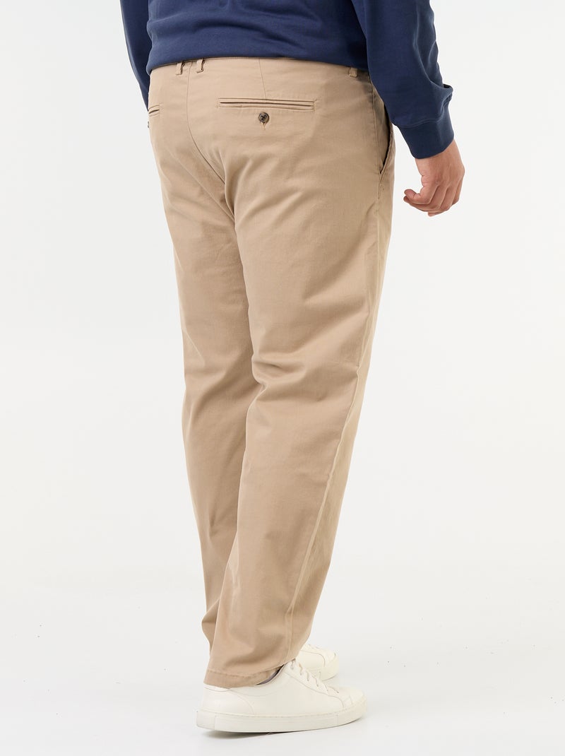 Chino liso de cintura padrão Bege - Kiabi