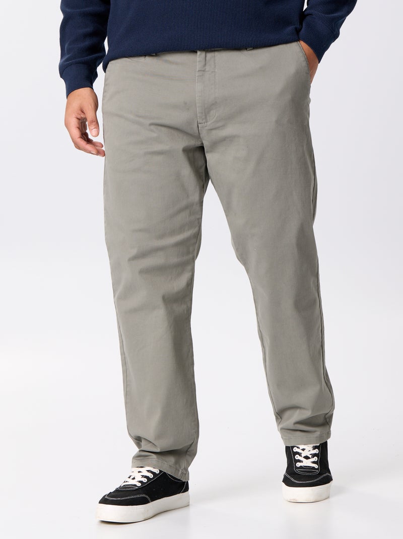 Chino liso de cintura padrão Caqui - Kiabi