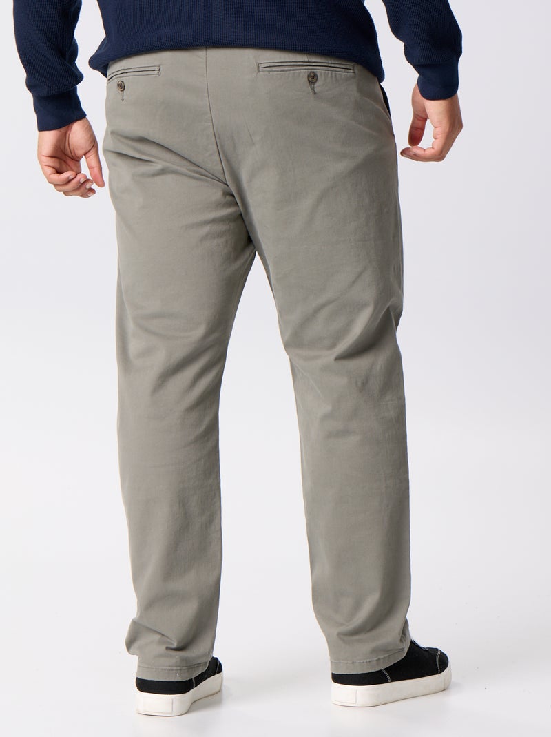 Chino liso de cintura padrão Caqui - Kiabi