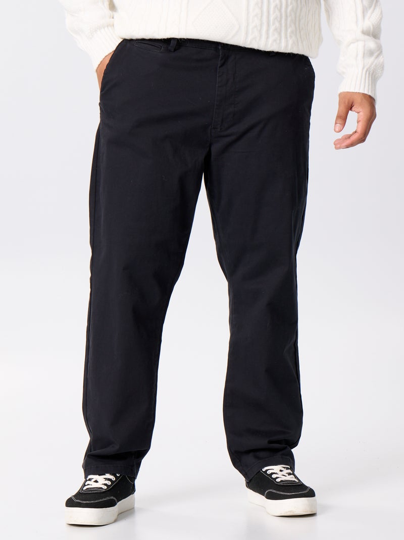 Chino liso de cintura padrão Preto - Kiabi