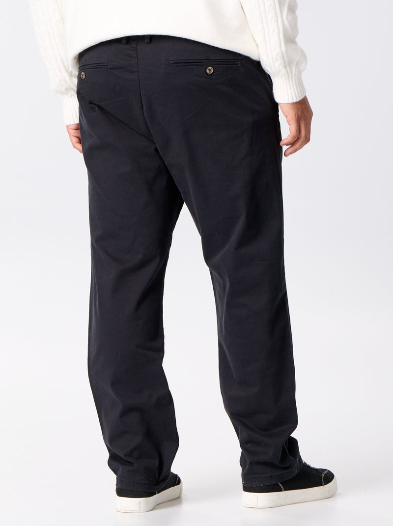 Chino liso de cintura padrão Preto - Kiabi