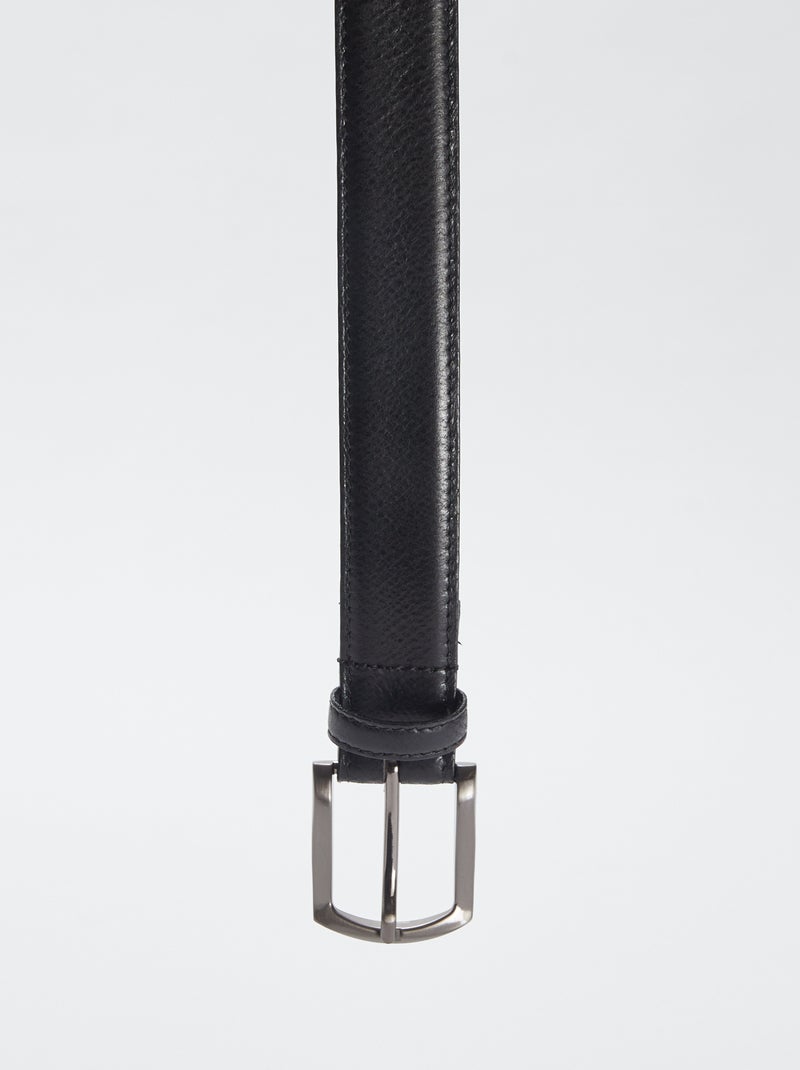 Cinto básico de cabedal com fivela metálica PRETO - Kiabi