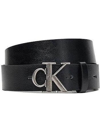 Cinto Calvin Klein Jeans CK Buckle Tumbled 35 Preto/Prateado para Homem