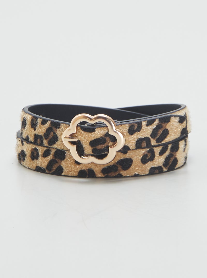 Cinto com motivo leopardo de efeito peludo BEGE - Kiabi