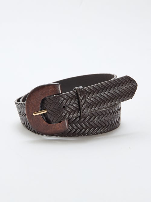 Cinto entrançado com fivela de madeira - Kiabi