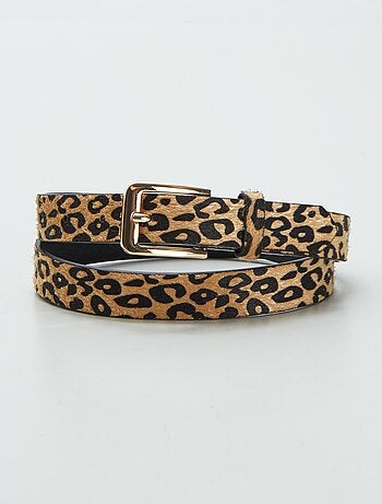 Cinto fino com estampado 'leopardo'