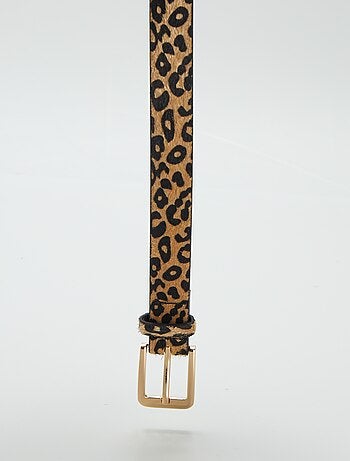 Cinto fino com estampado 'leopardo'