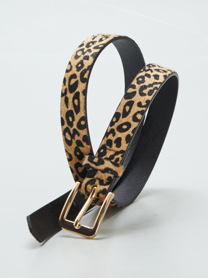 Cinto fino com estampado 'leopardo' CASTANHO - Kiabi