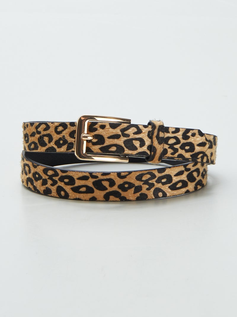 Cinto fino com estampado 'leopardo' CASTANHO - Kiabi